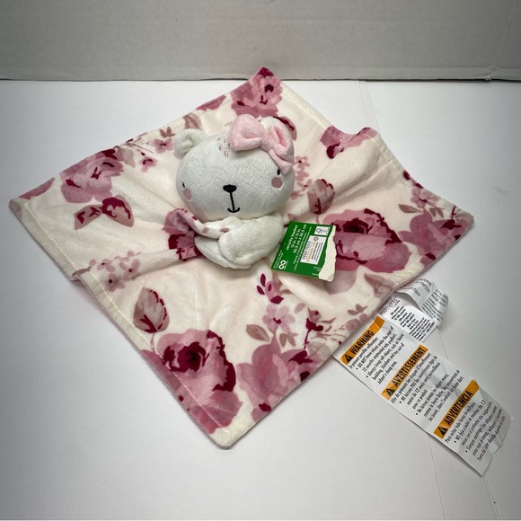 Modern Moments Gerber Baby Snuggle Lovey Pink White Floral Kitty/Bear Plush Toy - Picture 7 of 11